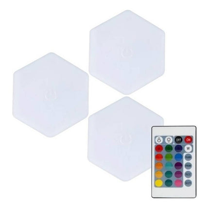 Set Modulos Led Hexagonales Rgb Tactil X3