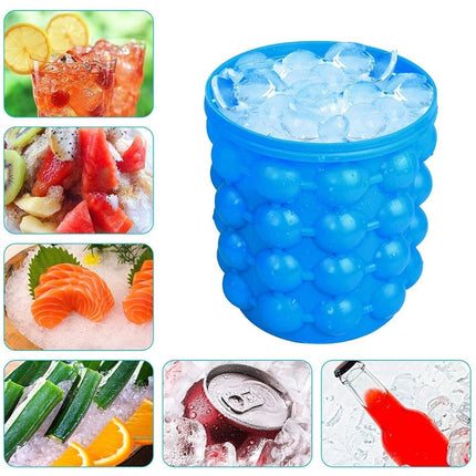 Hielera De Silicona Enfriador De Botellas Cubos De Hielo Azul