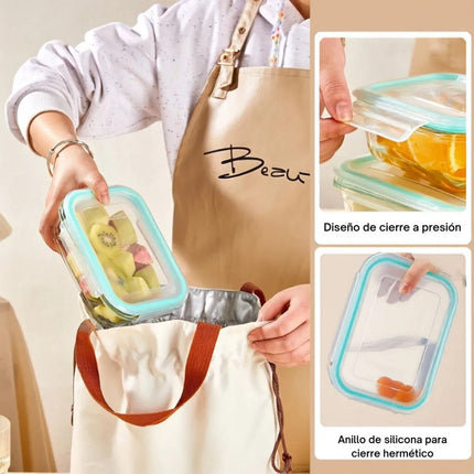 Set De 3 Recipientes Herméticos De Vidrio Chw03826 V