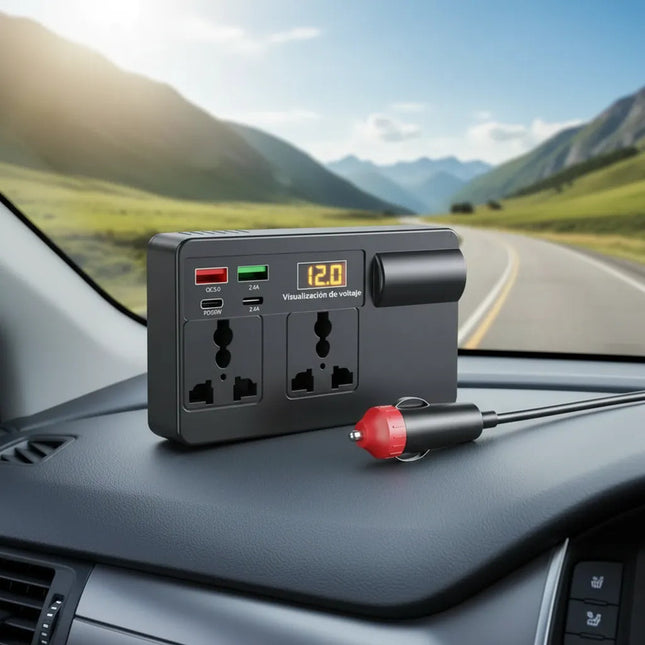 Convertidor Treqa Para Vehiculo Pd 30w Y 2 Tomas Ac 220v