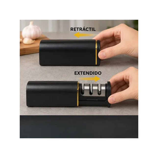 Afilador De Cuchillo Retractil Compacto Nuevo Modelo Negro
