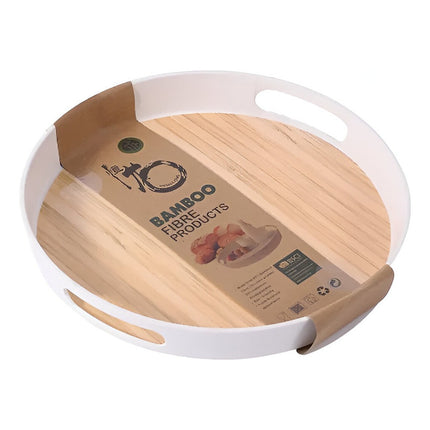Bandeja De Bambu Redondo 34.5cm Garnde Madera