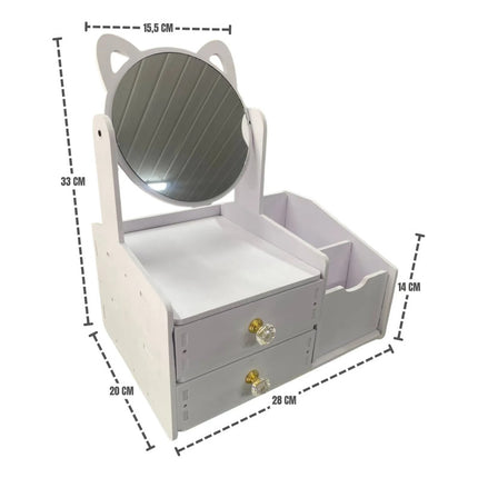 Organizador Tocador Madera Con Espejo-zy2720 Blanco