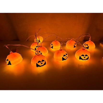 Guía De Luces Calabaza 2mts Para Decoración De Halloween Naranja