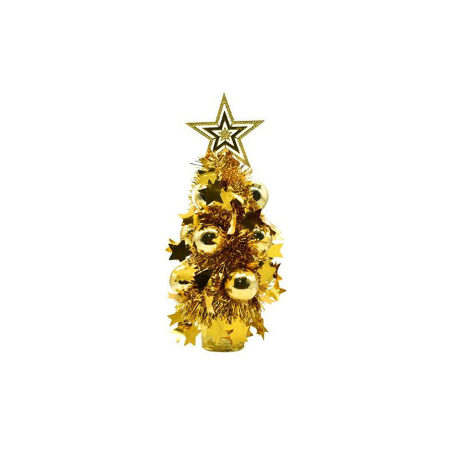 Mini Arbol De Navidad Decorado 32cm Dorado
