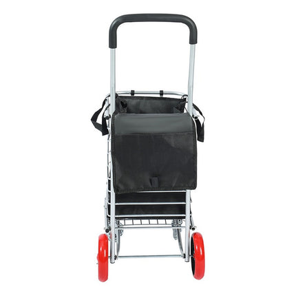 Carro Plegable Reforzado Con Bolso 4 Ruedas Negro