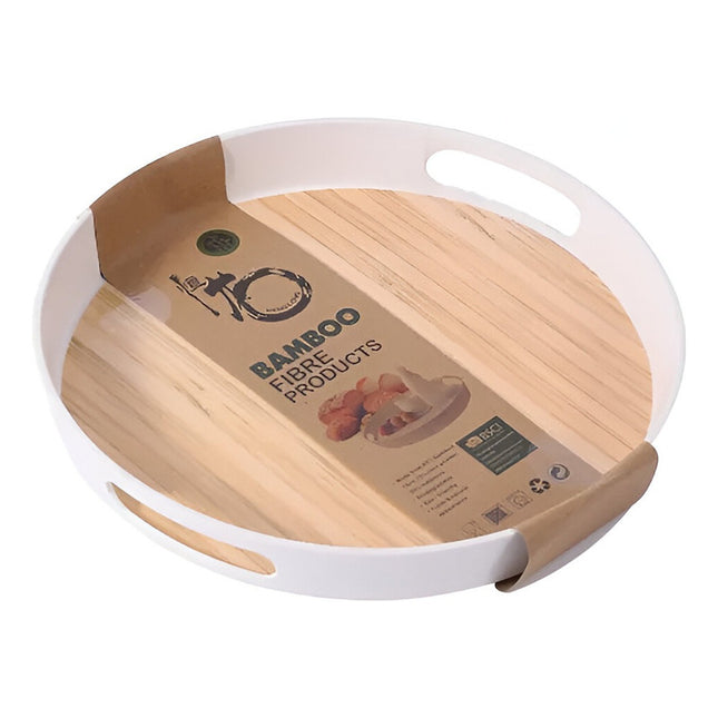 Bandeja De Bambu Redondo 29.5cm Mediana  Madera