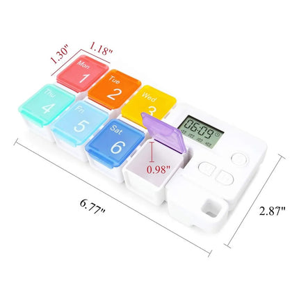 Pastillero Semanal Con Alarma Digital Blanco