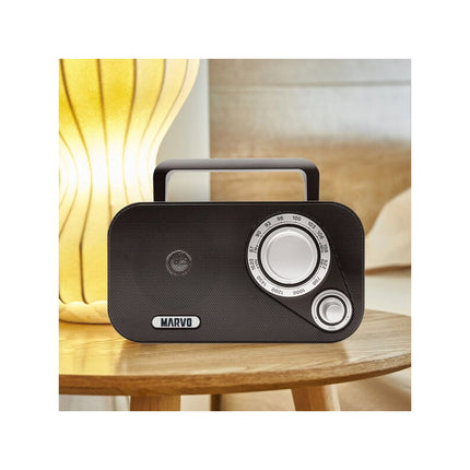 Radio Portátil Marvo Am/fm 220v O Batería Calidad Sonido Negro