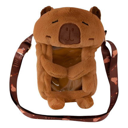 Bolso Portacelular De Felpa Diseño Carpincho Capibara Marrón