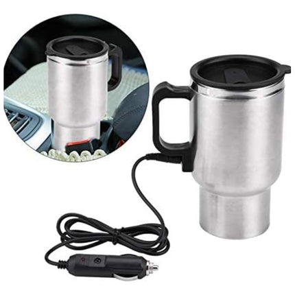 Taza Jarra Bebidas Caliente  Para Auto 12v Plateado
