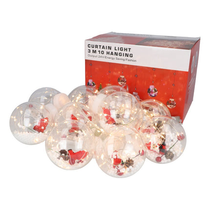 Cortina De Luz De Navidad Con Esferas Navideñas X 10pcs 3 M X