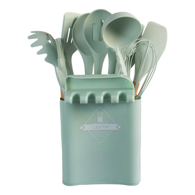 Juego Menage De Silicona 13piezas C/ Soporte Verde