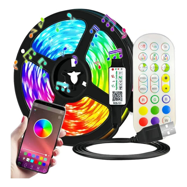 Tira Led Rgb Smart Control Wifi Multicolor Ritmica 5 M Rgb