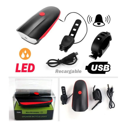 Farol Luz Led Delantera Con Boton De Bocina Bicicleta Bici