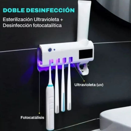 Dispensador De Pasta Dental Esterilizador De Cepillos Blanco
