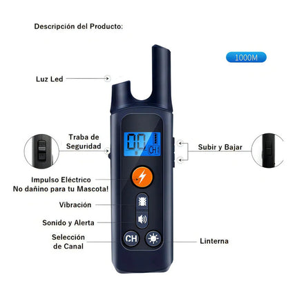 Collar Adiestra Perros Profesional Entrenador Vibración Negro