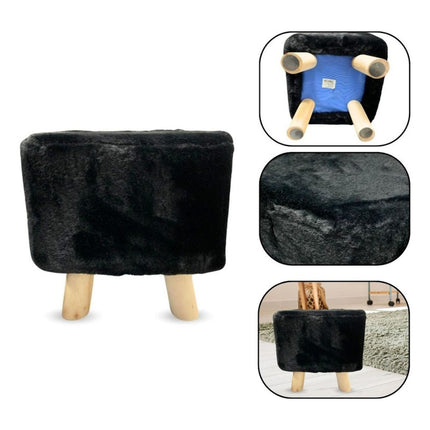 Banco Puff Cuadrado Con Patas De Madera 30x30cm