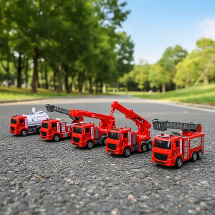 Set De Camiones De Rescate Y Bomberos 6pcs Bombero Rojo