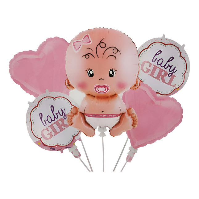 Globo Metalizado Bebé X5 Diseños, Rosado Baby Shower Rosado Baby