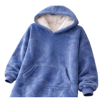 Buzo Poncho Adulto Plush Con Capucha Xxxl Azul Claro