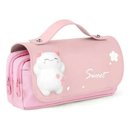 Cartuchera Escolar Kawaii 3d Rosado Rosado