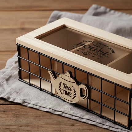 Caja De Madera Para Sobres Té 24x10x8cm Chw03885 Marrón Claro