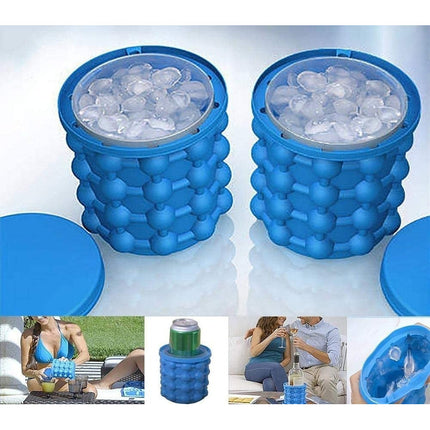 Hielera De Silicona Enfriador De Botellas Cubos De Hielo Azul