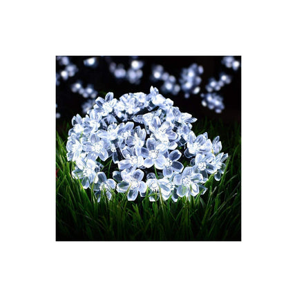 Guirnalda Solar Para Exterior Decoración Flores Blancas