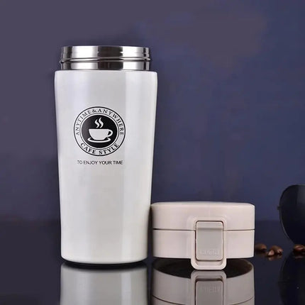 Vaso Térmico Mug 380ml Con Tapa Cafe  Excelente Calidad Blanco/negro