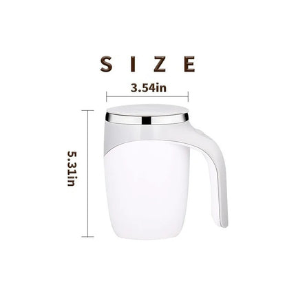 Taza Con Mezclador Magnético Y Tapa A Pilas De 380 Ml Acero Blanco