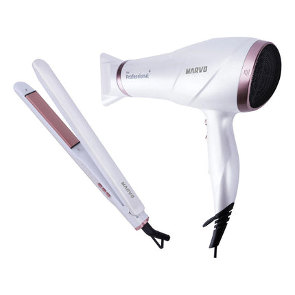 Alisador De Cabello + Secador Marvo Hcp-004 Blanco