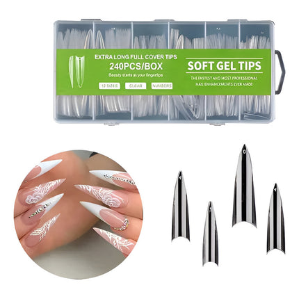 Uñas Postizas Cobertura Completa Extra Largas X 240 Pcs V