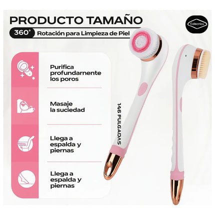 Cepillo De Ducha Masajeador Recargable Giratorio 360° 4 En 1