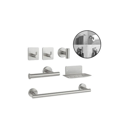 Set Accesorios Baño Juego 6 Piezas Acero Inoxidable Gris