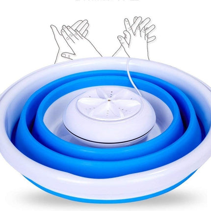 Mini Lavadora Portátil-lavarropas-usb- Plegable-ultrasónica Celeste