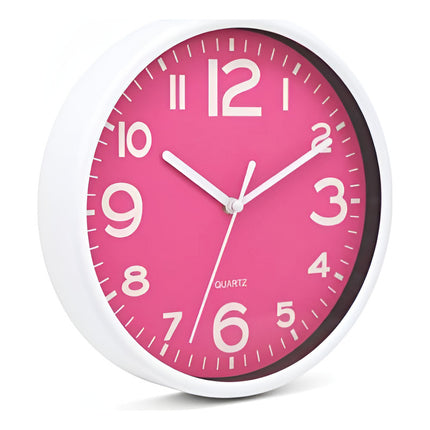 Reloj De Pared Colores Varios  19x4cm Blanco Rosa Chicle
