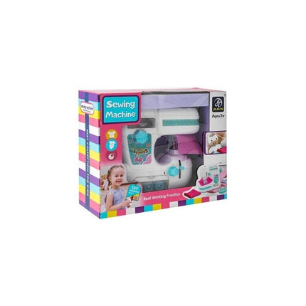 Maquina De Coser Para Niña 17x19cm A Pila Con Luz De Juguete Blanco