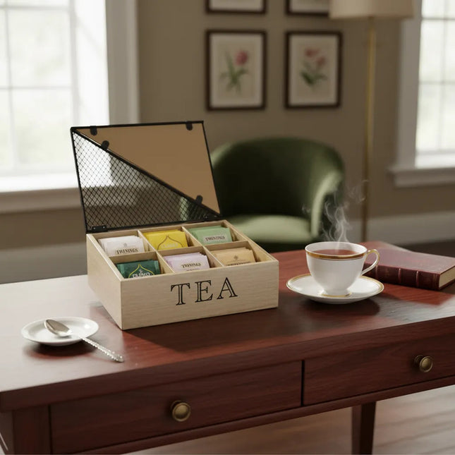 Caja De Madera Para Sobres Té  Chw03886 Marrón Claro