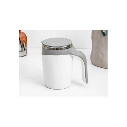 Taza Con Mezclador Magnético Y Tapa A Pilas De 380 Ml Acero Blanco