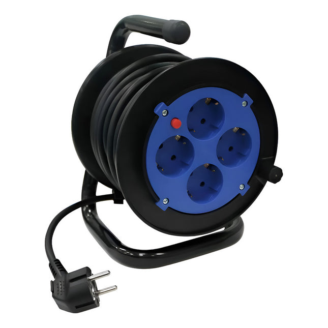 Alargue Con Enrollador Y Pie 15 Metros Negro