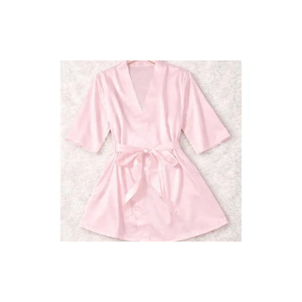 Bata Salto De Cama Satinada Con Cinturon Rosa Xl
