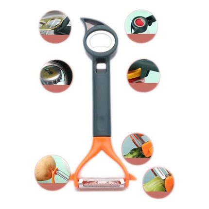 Pelador Rallador Destapador 5 En 1 Pela Papa  Naranja Y Negro