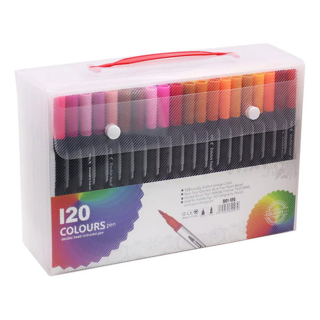 Set 120 Marcadores De Colores Doble Punta Rotulador Varios