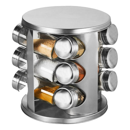 Especiero Giratorio 9 Frascos Vidrio Y Acero Inox.