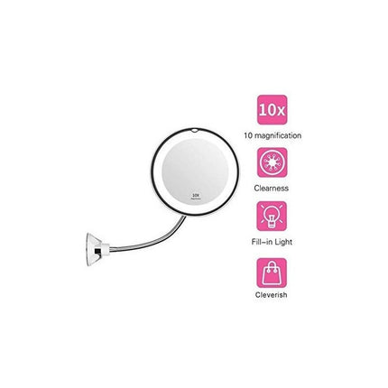 Espejo Flexible Luz Con Ventosa Aumento X10  Ventosa