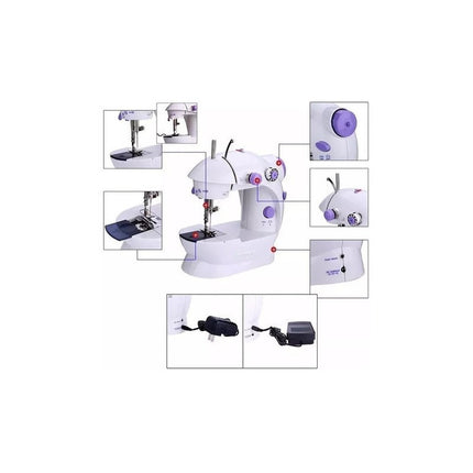 Mini Máquina De Coser Eléctrica Con Luz Incluída Oferta Blanco Y Lila