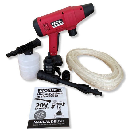 Hidrolavadora Equus Inalambrica + Cargador 20v + Bateria 2.0 Rojo