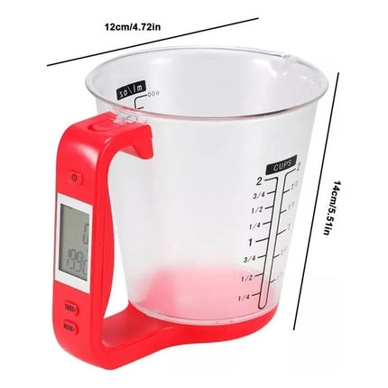 Taza Medidora Digital Con Termómetro 600 Ml Cocina De Pilas V