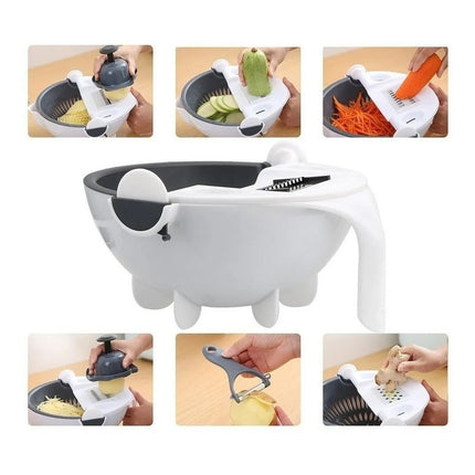 Rallador Rebanador Escurridor + Procesadora Manual Para Vege Blanco